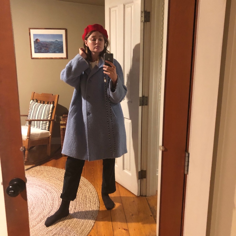 Oversized baby blue merino/alpaca wool coat